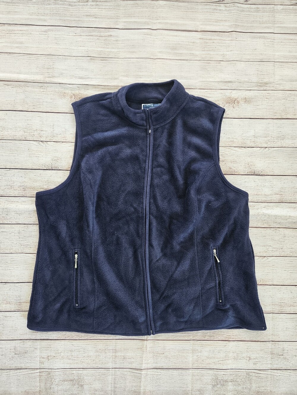 Karen Scott Sport Navy Full-Zip Fleece Vest